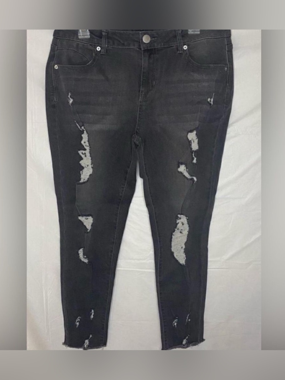 Ankle length Grey Wash Distressed Jeans Size 11